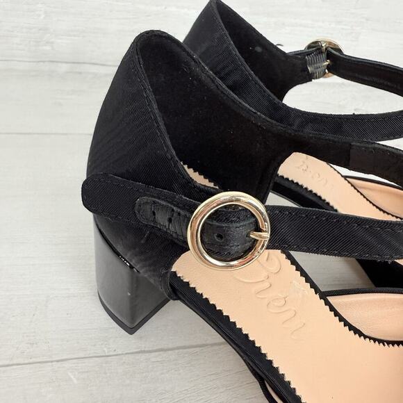 J.Crew Millie Ankle Strap Heels Size 8 Black Moiré Italian Leather Holiday Dance - Picture 10 of 16